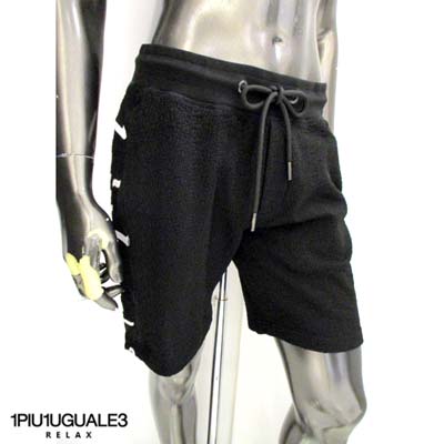 ウノピゥウノウグァーレトレ 1PIU1UGUALE3 RELAX メンズ パンツ ハーフパンツ ショーツ セットアップ可(トップス別売り) 両サイド刺繍ロゴ・折鶴ロゴ入りクレープニットショーツ ホワイト/ブラック USK-24021 SN10/SN90 (R12980) 421 2024年春夏新作 【送料無料】【smtb-TK】