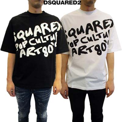 乐天商城 - ディースクエアード DSQUARED2 メンズ トップス Tシャツ 半袖 ロゴT 2色展開 フロントダイアゴナルロゴ/ランゲージプリント入りショートスリーブTシャツ ホワイト/ブラック S74GD1238 S23009 100/900 (R52800) 421 2024年春夏新作 【送料無料】 【smtb-TK】