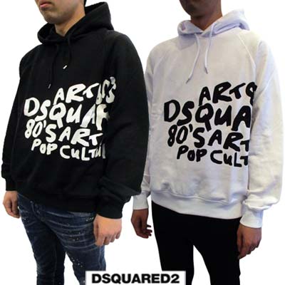 ディースクエアード DSQUARED2 メンズ トップス パーカー フーディ スウェット 2色展開 フロントアートロゴ/ランゲージプリント入りプルオーバーパーカー ホワイト/ブラック S74GU0775 S25551 100/900 (R100100) 421 2024年春夏新作 【送料無料】 【smtb-TK】