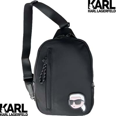 カールラガーフェルド KARL LAGERFELD 鞄 ボディバッグ ベルトバッグ ショルダーバッグ ユニセックス アイコニックロゴパッチ/ジップポケット・サイドロゴ・内部全体ロゴ入りボディバッグ ブラック 240M3117 999 (R39800) 421 2024年春夏新作  