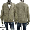 ベルルッティ BERLUTI カーディガン ニット メンズ トップス 全体エンブレムロゴ/ランゲージ・フロントロゴ刻印付きボタンウールカーディガン カーキグレー...