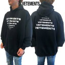 ヴェトモン VETEMENTS パーカー メンズ フーディ スウェット ユニセックス可 ※同デザインで色違い有 フロント/バックトライアングルロゴ・フード刺繍ロ...