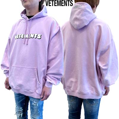 ヴェトモン VETEMENTS パーカー メンズ フーディ スウェット ユニセックス着用可 トップス フロント/フード部分ポップロゴプリント入りプルオーバーパー...