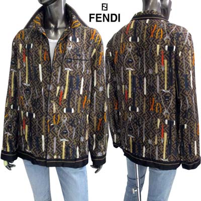 フェンディ FENDI シャツ 長袖 メンズ カジュアル トップス 全体FFズッカ柄/マルチカラー工具/ブランドロゴプリント・襟/袖口/裾部分ライン入りロングスリーブシルクシャツ ブラウン FS1262 AR6G F13IZ (R300300) 421 2024年春夏新作 【送料無料】 【smtb-TK】