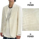 フェンディ FENDI ジャケット メンズ アウター セットアップ着用可(ボトムス別売り) 全体FFモノグラムロゴ・左袖口ロゴラベル付きシングルブレストリネン混...