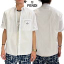 フェンディ FENDI シャツ メンズ 半袖 チェスト部分FFモノグラムロゴジップ付きポケット・ポケット部分ブラックロゴ・レフトサイド裾部分ロゴパッチ入りショー...