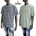 フェンディ FENDI Tシャツ メンズ 半袖 カットソー トップス 2色展開 全体ホワイトFFモノグラムフリンジロゴ入りショートスリーブコットンTシャツ グリ...