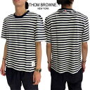 トムブラウン THOM BROWNE Tシャツ メンズ 半袖 サイド裾ロゴパッチ/スリット・バックネックトリコロールタブ・ネック裏トリコロールライン付きショート...