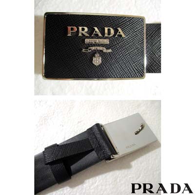 プラダ PRADA ベルト メンズ グッズ 小物 バックル/帯部分ロゴ入りレザーベルト ブ...