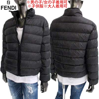 フェンディ FENDI ダウンジャケット キッズ 子供服 アウター ユニセックス ボーイズ ガールズ 大人着用可 全体FFズッカ柄ライトダウンジャケット ブラッ...