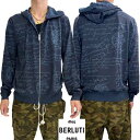 ベルルッティ BERLUTI パーカー フーディ メンズ トップス 全体ランゲージ/エンブレムロゴ入りジップアップウールパーカー ネイビー R27KZL01 Y...