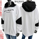 バルマン BALMAIN パーカー キッズ 子供服 フーディ スウェット トップス 大人着用可 ユニセックス フロントブラックロゴ入りバイカラーデザインプルオー...