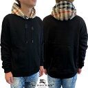 バーバリー BURBERRY パーカー メンズ フーディ スウェット SAMUEL ノヴァチェック柄フード・ドローコードレザー部分ロゴ刻印・フロントカンガルーポ...