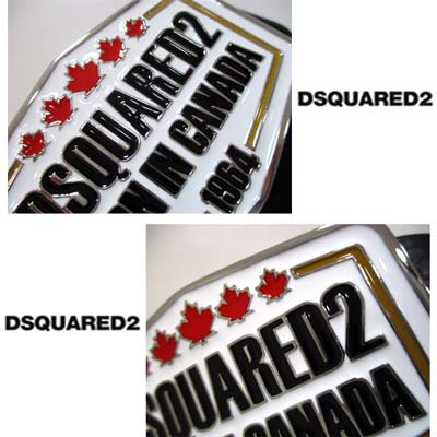 ディースクエアード(DSQUARED2)メンズ レザーベルト ブランドロゴ/BORN IN CANADA/1964/カナダロゴ入りバックル・剣先ロゴ刻印入りレザーベルト 黒