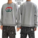 グッチ GUCCI トレーナー スウェット メンズ トップス フロントグリーン&レッドインターロッキングG/ブランドロゴプリント入りトレーナー グレー 7742...