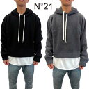 N°21 ヌメロヴェントゥーノ フード付きセーター ニット メンズ トップス 2色展開 ドローストリング・袖口ヤシの木/ブランドロゴパッチ付きフーデッドウールセ...