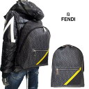 FENDI フェンディ バックパック リュック 鞄 バッグ ユニセックス ダイアゴナルFFロゴ/イエローライン入りバックパック ブラック 7VZ076 A9XS...