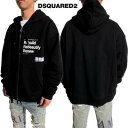 DSQUARED2 ディースクエアード パーカー フーディ メンズ スウェット トップス 左胸ランゲージプリント入りジップアップパーカー ブラック S71HG0...