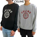 CELINE セリーヌ トレーナー スウェット メンズ 2色展開 フロントフロックアーチブランドロゴ/トリオンフロゴ入りエンブレム・Vガゼット入りトレーナー グ...