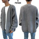 FENDI フェンディ カーディガン メンズ ニット トップス バックネックFFロゴパッチ・アシンメトリーデザイン・フロントオープンスタイルカシミヤ&ウールカー...