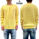 フェンディ FENDI セーター ニット メンズ トップス バックネックワンポイントFFロゴ・裾部分ブランドロゴタグ付きウール混モヘアセーター イエロー FZE...