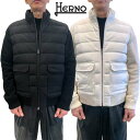 HERNO ヘルノ ダウンジャケット メンズ アウター 2色展開 バックネック部分ロゴプレート・素材切り替えしデザイン・シルク×カシミヤボンバージャケット アイ...