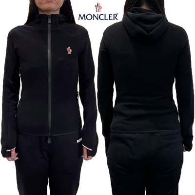 MONCLER GRENOBLE モンクレールグルノーブル カーディガン レディース フリースジャケット 胸ロゴパッチ・サイドジップポケット・フード付きカーディガン ブラック 8G00017 80093 999 (R129800) 422 2024年秋冬新作 【送料無料】 【smtb-TK】