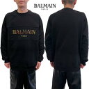 BALMAIN バルマン トレーナー メンズ スウェット トップス フロントマルチカラー刺繍ロゴ・Vガゼット入りトレーナー ブラック DH0JS118 BC81...