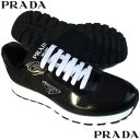 プラダ PRADA スニーカー メンズ 靴 シューズ ボディ部分トライアングルロゴプレート・タン/バックソール部分ブランドロゴ入りローカットスニーカー ブラック...
