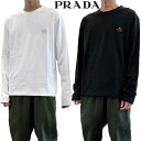 PRADA プラダ ロンT 長袖Tシャツ メンズ ロングTシャツ トップス 2色展開 胸部ブランドロゴワッペン入りロングスリーブコットンTシャツ ホワイト/ブラ...