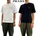 PRADA プラダ Tシャツ メンズ 半袖 トップス 2色展開 胸部ワンポイントブランドロゴワッペン入りショートスリーブコットンTシャツ ホワイト/ブラック U...