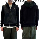 PRADA プラダ ニットパーカー メンズ トップス フード付きセーター 素材切り替えしデザイン・胸部トライアングルロゴプレート・カシミヤ混ウールジップアップニ...