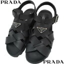 PRADA プラダ サンダル メンズ 靴 バンド部分トライアングルロゴプレート・ソールロゴ・バンド調節可クロスサンダル ブラック 2X3118 3LKK F00...