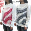 バルマン BALMAIN トレーナー スウェット キッズ 子供服 ユニセックス 大人着用可 フロント/バックボーダーライン部分ロゴ入りトレーナー ホワイトレッド...