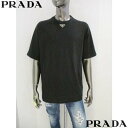 PRADA プラダ Tシャツ メンズ 半袖 カットソー トップス フロントネック部分トライアングルロゴプレート/ステッチ付オーバーサイズクルーネックショートスリ...