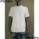 PRADA プラダ 半袖Tシャツ メンズ カットソー コットン クルーネック ホワイト UJN885 16JK F0009 S232 (R180400) G&B...