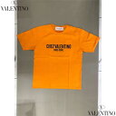 VALENTINO ヴァレンティノ 半袖Tシャツ メンズ カットソー ロゴT コットン クルーネック アイボリー/オレンジ 6V3MG16P APG A03/1...
