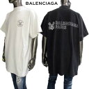 BALENCIAGA バレンシアガ 半袖Tシャツ ユニセックス カットソー コットン ロゴプリント ライトグレー/ブラック 787349 TRVU5 9081/...