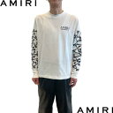 AMIRI アミリ ロンT メンズ 長袖Tシャツ ロングTシャツ コットン クルーネック ブランドロゴ ホワイト/ブラック AMJYTE1076 100/001...