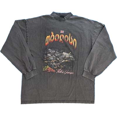 BALENCIAGA バレンシアガ ロンT ユニセックス 長袖Tシャツ ロングTシャツ コットン ウォッシュド Tbilisi Georgia ブラック 819...