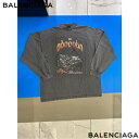 BALENCIAGA バレンシアガ ロンT ユニセックス 長袖Tシャツ ロングTシャツ コットン ウォッシュド Tbilisi Georgia ブラック 819...