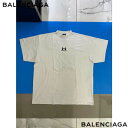 BALENCIAGA バレンシアガ 半袖Tシャツ メンズ カットソー コットン クルーネック アンダーアーマー ライトグレー/ブラック 787349 TRVB7...