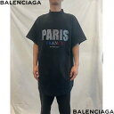 BALENCIAGA バレンシアガ 半袖Tシャツ ユニセックス カットソー ブランドロゴ スタッズ フランスカラー ブラック 787349 TRVL5 1000...