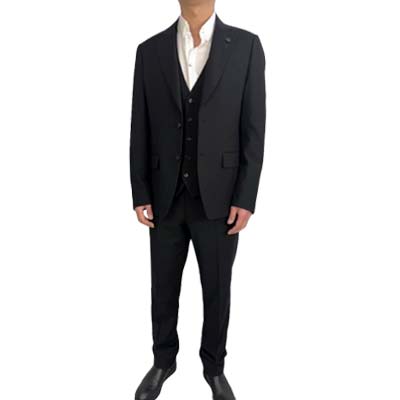 LARDINI ラルディーニ スーツ メンズ スリーピース ブートニエール リヨセル ウール ブラック ES5921E ESE64305 999 (R29920...