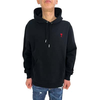 AMI アミ パーカー メンズ フーディ スウェット ユニセックス Ami de Coeur ハート Aロゴ ブランドロゴ プルオーバー ブラック BFUSW2...