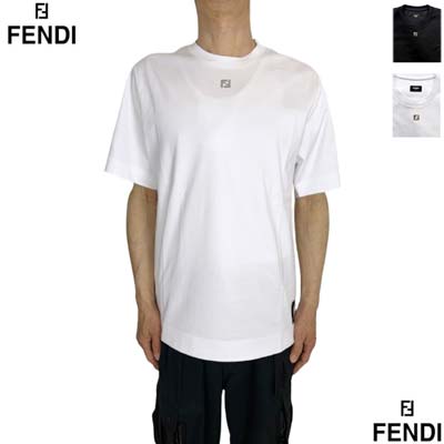 FENDI フェンディ 半袖Tシャツ メンズ FFメタル ブランドロゴ コットン クルーネック ホワイト/ブラック FY0936 ARYY F0QA0/F0QA1 (R117700) 521 2025年春夏新作 【送料無料】 【smtb-TK】