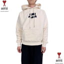 AMI アミ パーカー メンズ フーディ スウェット ユニセックス ブランドロゴ プルオーバー コットン アイボリー USW275 747 WHITE CREA...