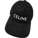 CELINE セリーヌ 帽子 キャップ ユニセックス ブランドロゴ フランネル ストライプ ブラック 2AUS9 495R 38CE (R84700) WA52...