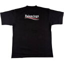 BALENCIAGA バレンシアガ 半袖Tシャツ メンズ ブランドロゴ キャンペーン オーバーサイズ ユニセックス クルーネック ブラック 641675 TKV...