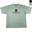 BALENCIAGA バレンシアガ 半袖Tシャツ メンズ BB ブランドロゴ コットン クルーネック ユニセックス セージグリーン/ブラック 764235 TS...